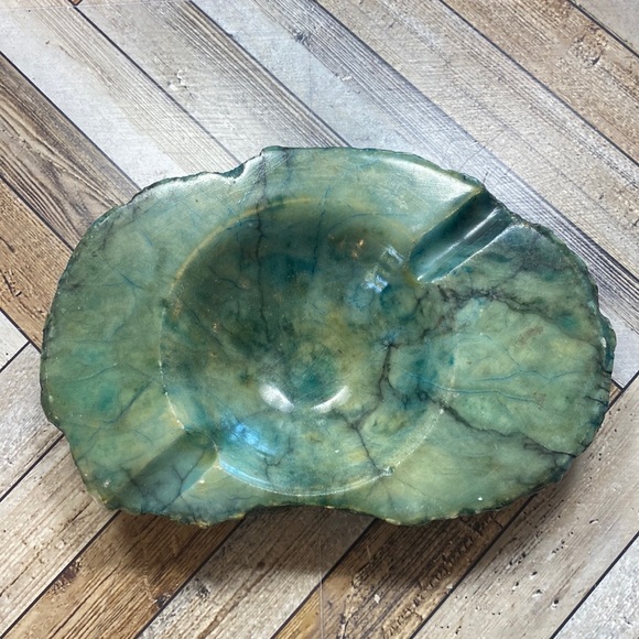 Other - Mid Century Italian Green Alabaster Marble Natural Solid Stone Carved Ashtray